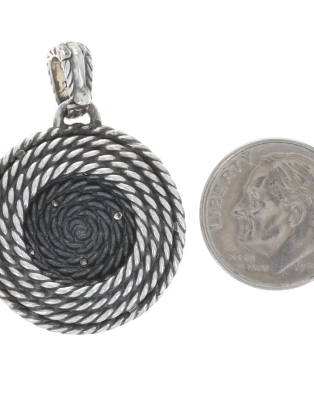 David Yurman Midnight Melange Cable Coil Medium Dia Pendant Enhancer Ster .22ctw